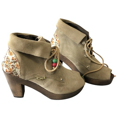 Pre-owned Dolfie Beige Leather Ankle Boots