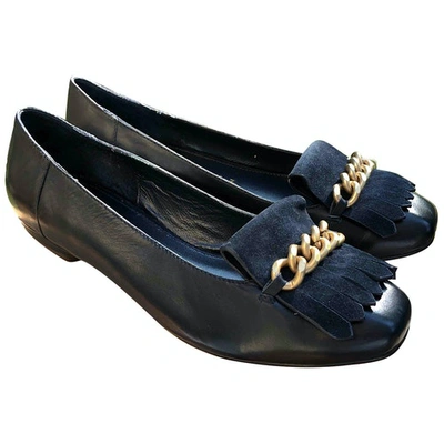 Pre-owned Lola Cruz Leather Ballet Flats In Blue