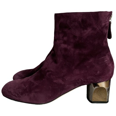 Pre-owned Alexander Mcqueen Purple Suede Ankle Boots