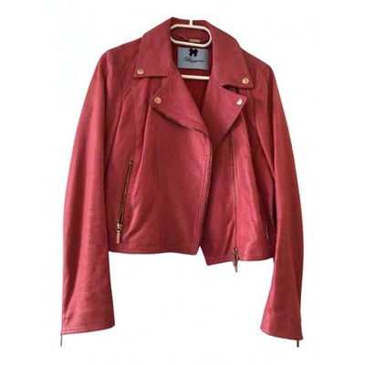 Pre-owned Blumarine Leather Biker Jacket In Pink