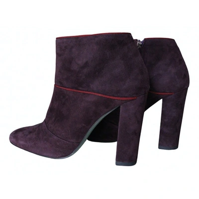 Pre-owned Paola D'arcano Ankle Boots In Burgundy