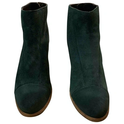 Pre-owned Hoss Intropia Leather Ankle Boots In Green