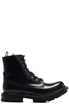 Alexander Mcqueen Punk Combat Polished Leather Boots In Black