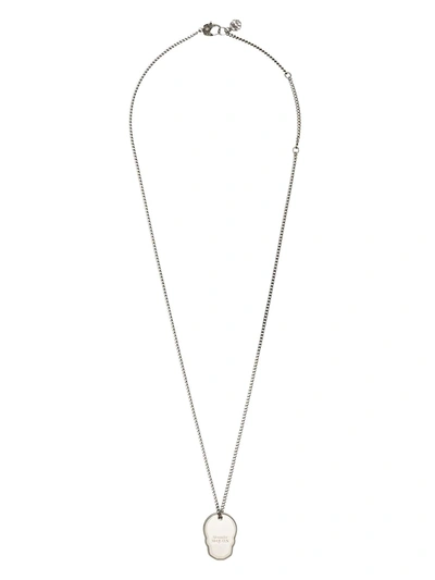 Alexander Mcqueen Skull Tag Curb-chain Necklace In Silver