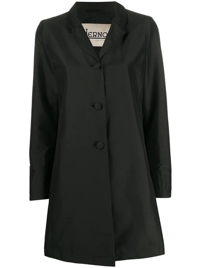 Herno Single Breasted Raincoat In Black