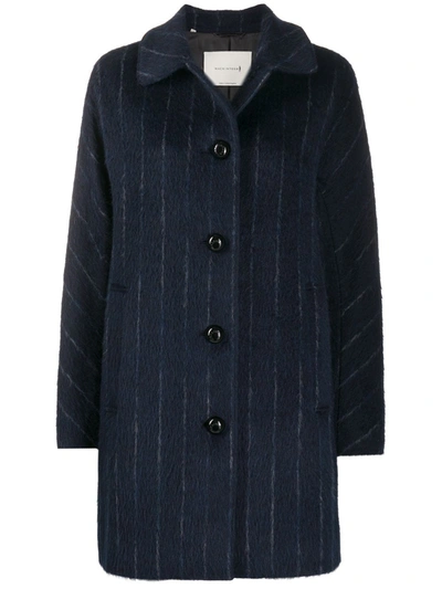 Mackintosh Pinstripe Single-breasted Coat In Blue