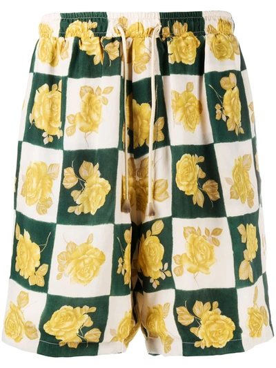 Nanushka Dixxi Checkered Shorts In Green