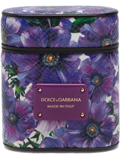 Dolce & Gabbana Floral Print Airpods Case In Blue