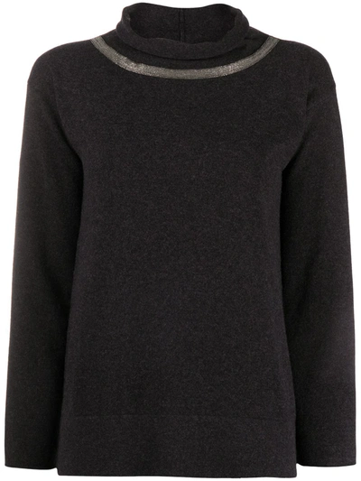 Fabiana Filippi High Neck Knitted Jumper In Grey