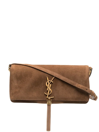 Saint Laurent Kate Tassel Detail Crossbody Bag In Brown