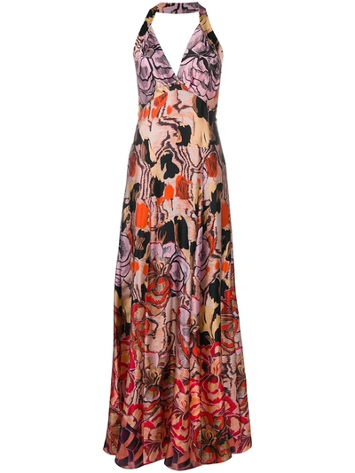 Temperley London Missy-print Strappy Maxi Dress In Pink