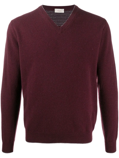 Altea Elbow Patch V-neck Jumper In Red