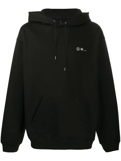 Oamc Logo Print Drawstring Hoodie In Black