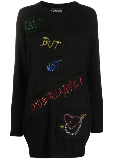 Boutique Moschino Slogan-detail Jumper Dress In Black