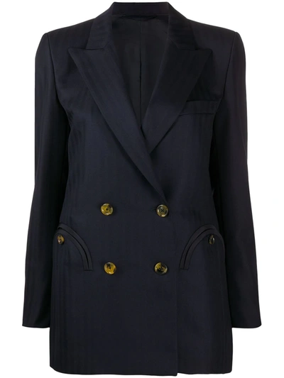 Blazé Milano Double-breasted Wool Blazer In Blue