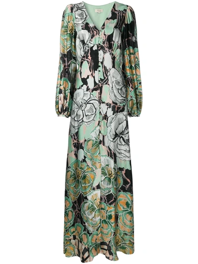 Temperley London Floral-print Button-up Dress In Green