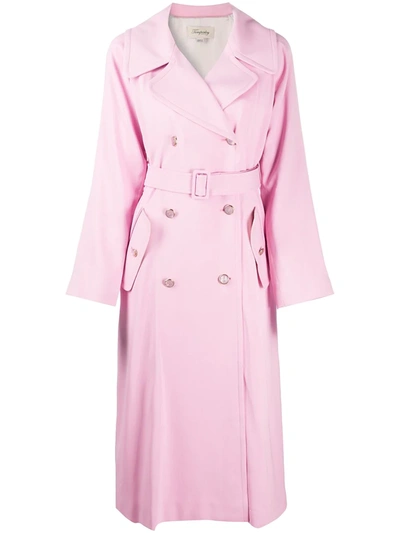 Temperley London Double-breasted Belted Trench Coat In Pink
