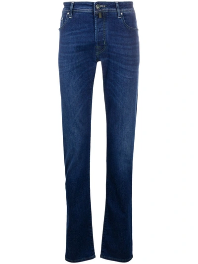 Jacob Cohen Handkerchief-detail Straight-leg Trousers In Blue