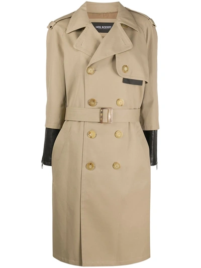 Neil Barrett Two-tone Trench Coat In Neutrals