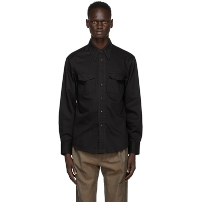 Lemaire Button-up Western-style Shirt In Black