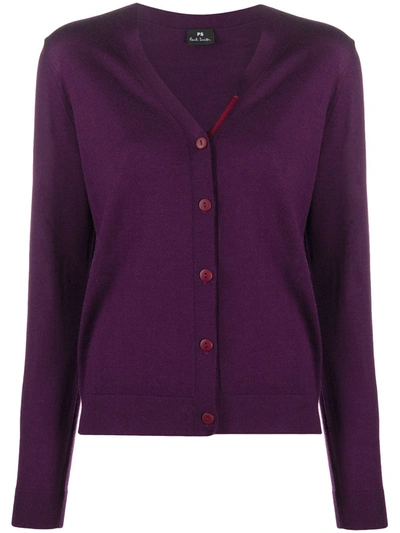 Ps By Paul Smith Button-up Wool Cardigan In Purple