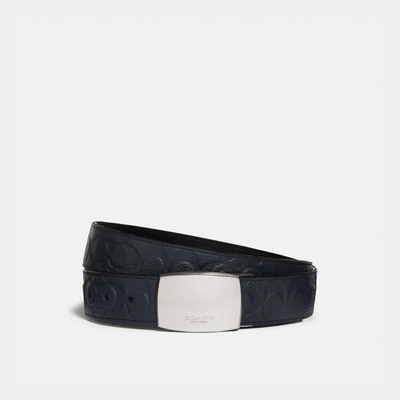 Coach Plaque Buckle Cut-to-size Reversible Belt, 38mm In Blue - Size 42