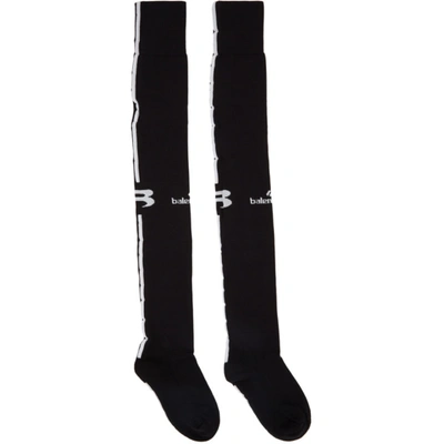 Balenciaga Black Sponsor Logo Soccer Socks In 1077 Blk/wh