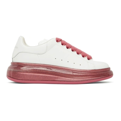 Alexander Mcqueen White & Pink Glitter Oversized Sneakers In White Quilt Pink (white)