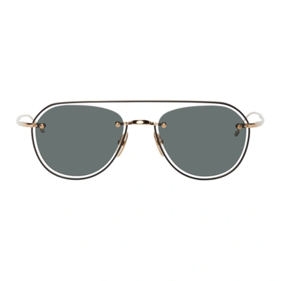 Thom Browne Black & Gold Tbs112 Sunglasses In Whtgoldgry