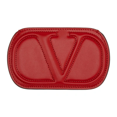 Valentino Garavani Valentino Red  Stitched Vlogo Cardholder In Ju5 Redpur