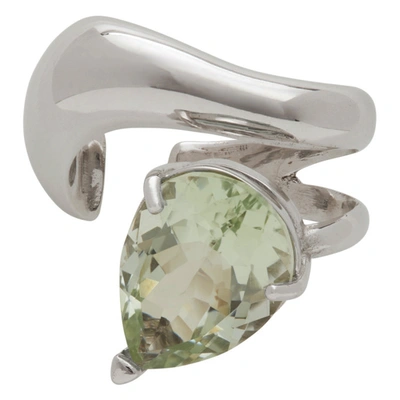 Alan Crocetti Silver & Green Amethyst Alien Left Ear Cuff In Silver/gree