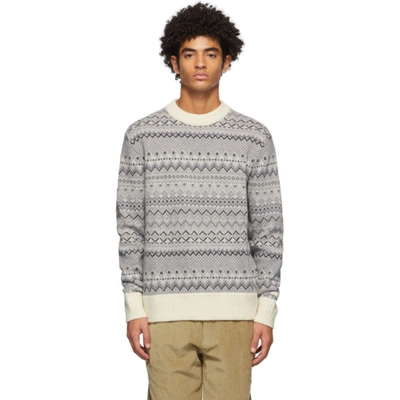 Aimé Leon Dore Grey Fair Isle Sweater In Rosin Combo