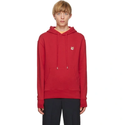 Maison Kitsuné Fox Head Patch Hoodie In Red