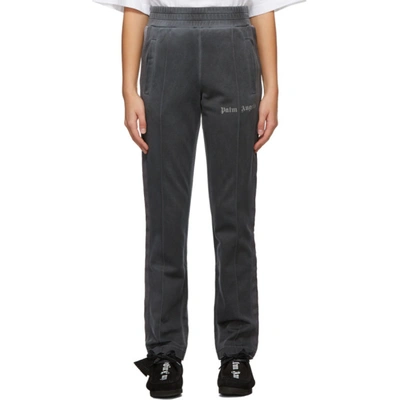 Palm Angels Grey Garment-dyed Lounge Pants In Black