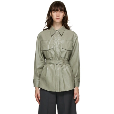 Lvir Grey Faux-leather Belted Shirt