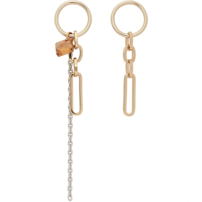 Justine Clenquet Ssense Exclusive Gold Paloma Earrings In Gold/topaz