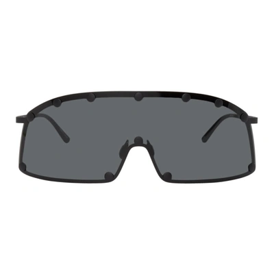 Rick Owens Black Shielding Sunglasses In Blk/blk