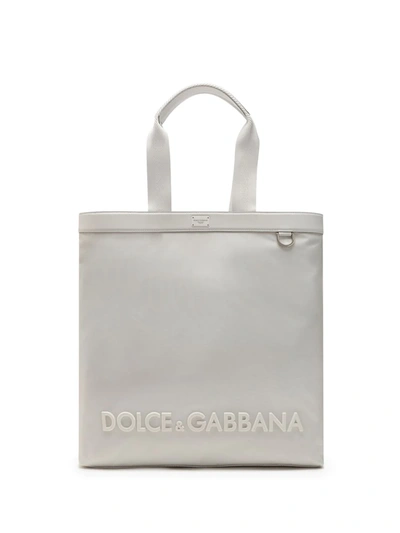 Dolce & Gabbana Logo-embossed Tote Bag In White