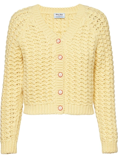 Miu Miu Once Upon A Time Cashmere Cardigan In Yellow