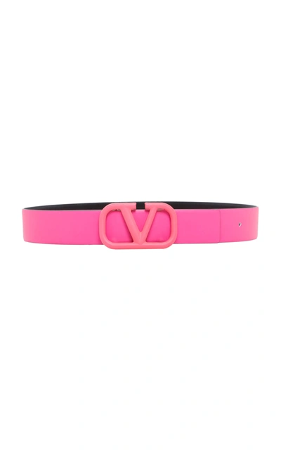 Valentino Garavani Vlogo Leather Belt In Pink