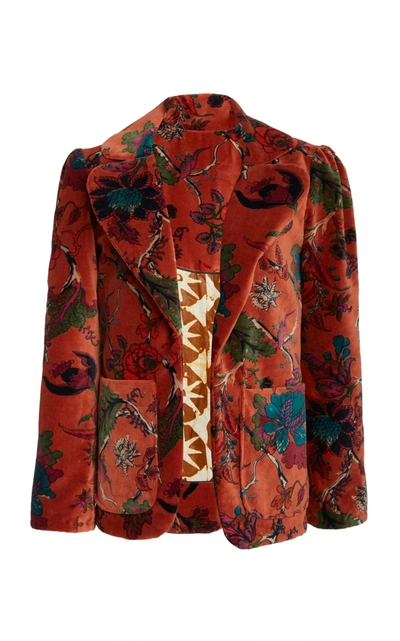 Alix Of Bohemia Hardy Cinnamon Print Velvet Blazer In Orange