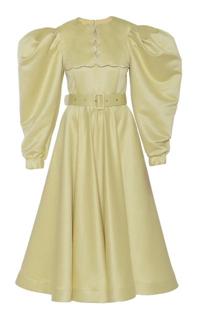 Anouki Puffed Sleeve Puritan Collar Dress In Yellow