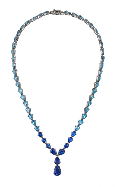 Anabela Chan 18k Blackened Gold Vermeil Aqua Nova Necklace In Blue