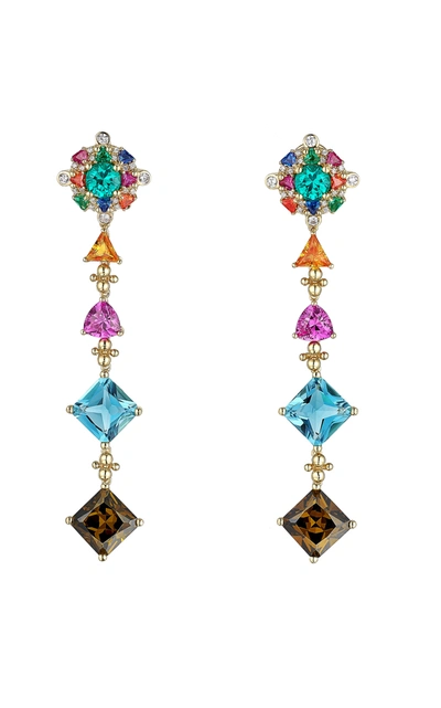 Anabela Chan Women's Tropical Paradise 18k Yellow Gold Multi-stone Earrings In Blue