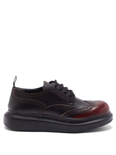 Alexander Mcqueen Hybrid Leather Brogues In Black/red