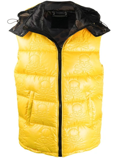 Philipp Plein Padded Zip-up Down Gilet In Yellow