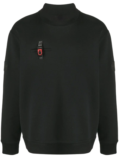 Plùs Que Ma Vìe Mock-neck Buckle-detail Sweatshirt In Black