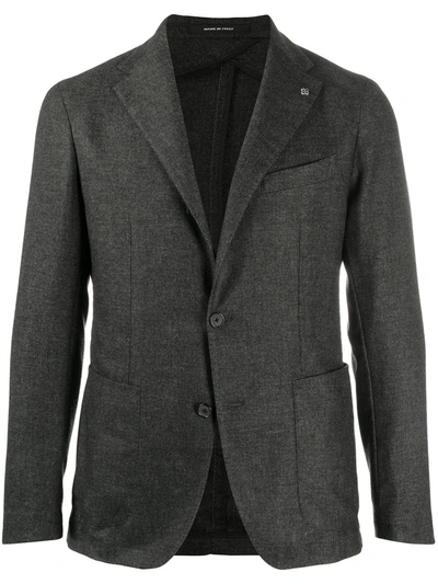 Tagliatore Logo Plaque Single-breasted Blazer In Grey