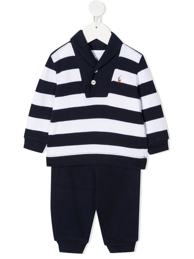 Ralph Lauren Babies' Marine Stripe Tracksuit In Blue