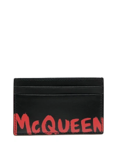 Alexander Mcqueen Leather Credit Card Case In Black